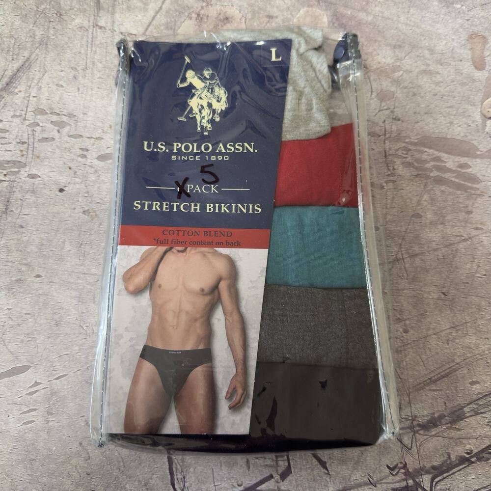 U.S. Polo Assn Men's Stretch Bikini Briefs Underwear Size Large 5 pack
